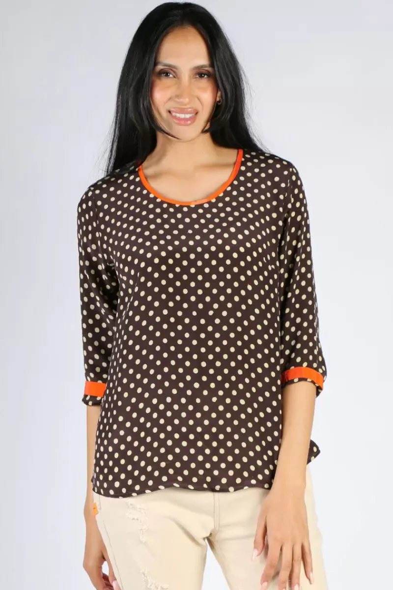 ANUPAMAA Spot Sarine Top In Chocolate By