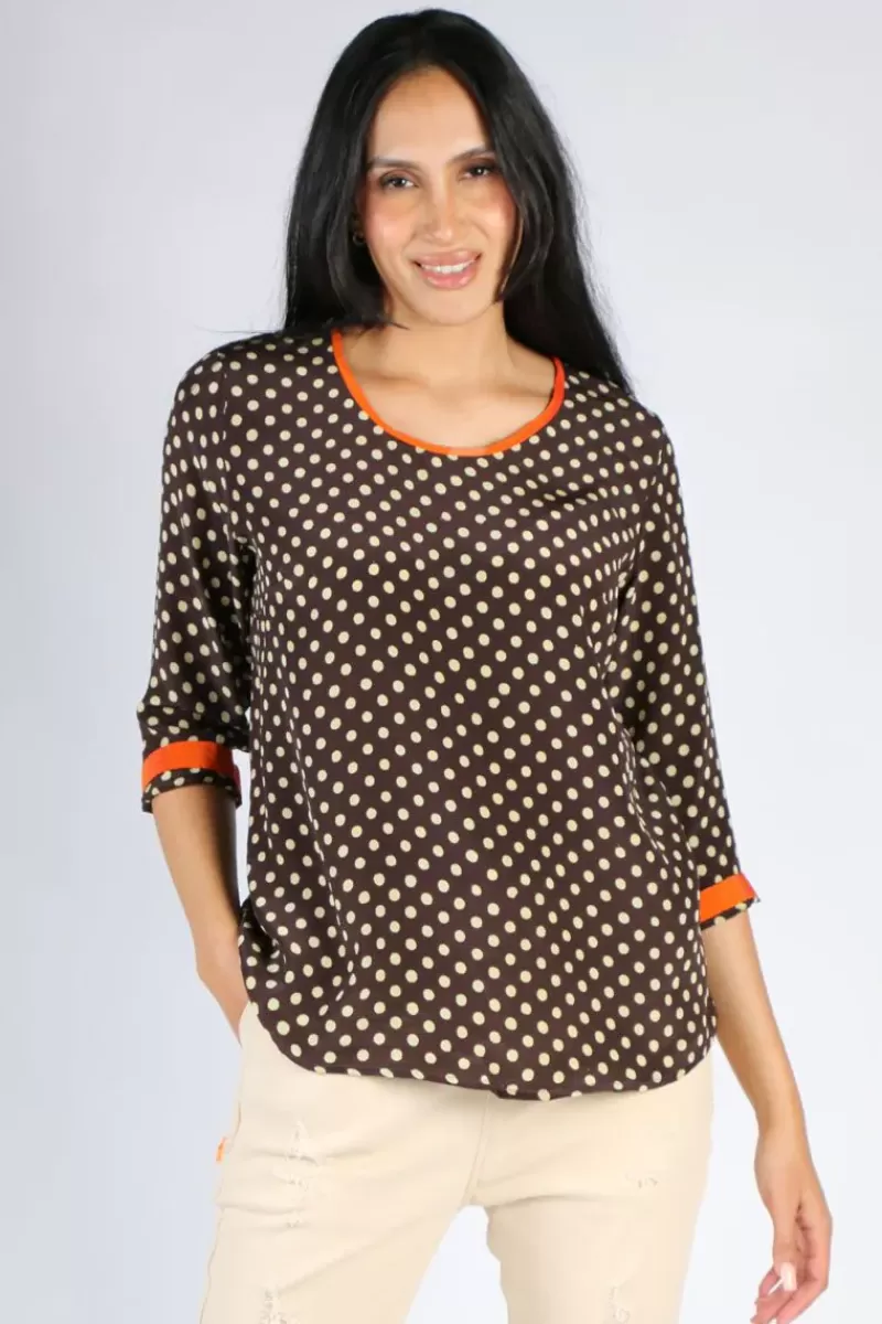 ANUPAMAA Spot Sarine Top In Chocolate By