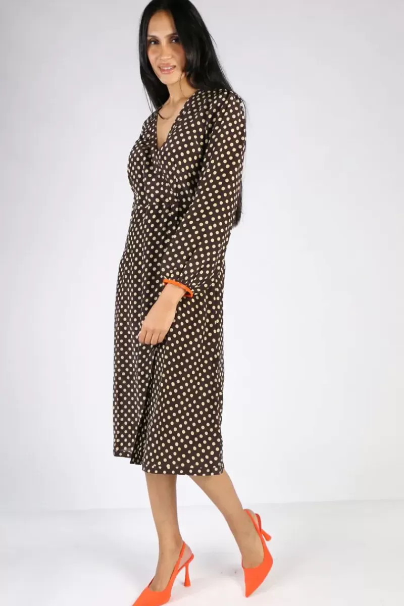 ANUPAMAA Spot Wrap Dress In Chocolate By