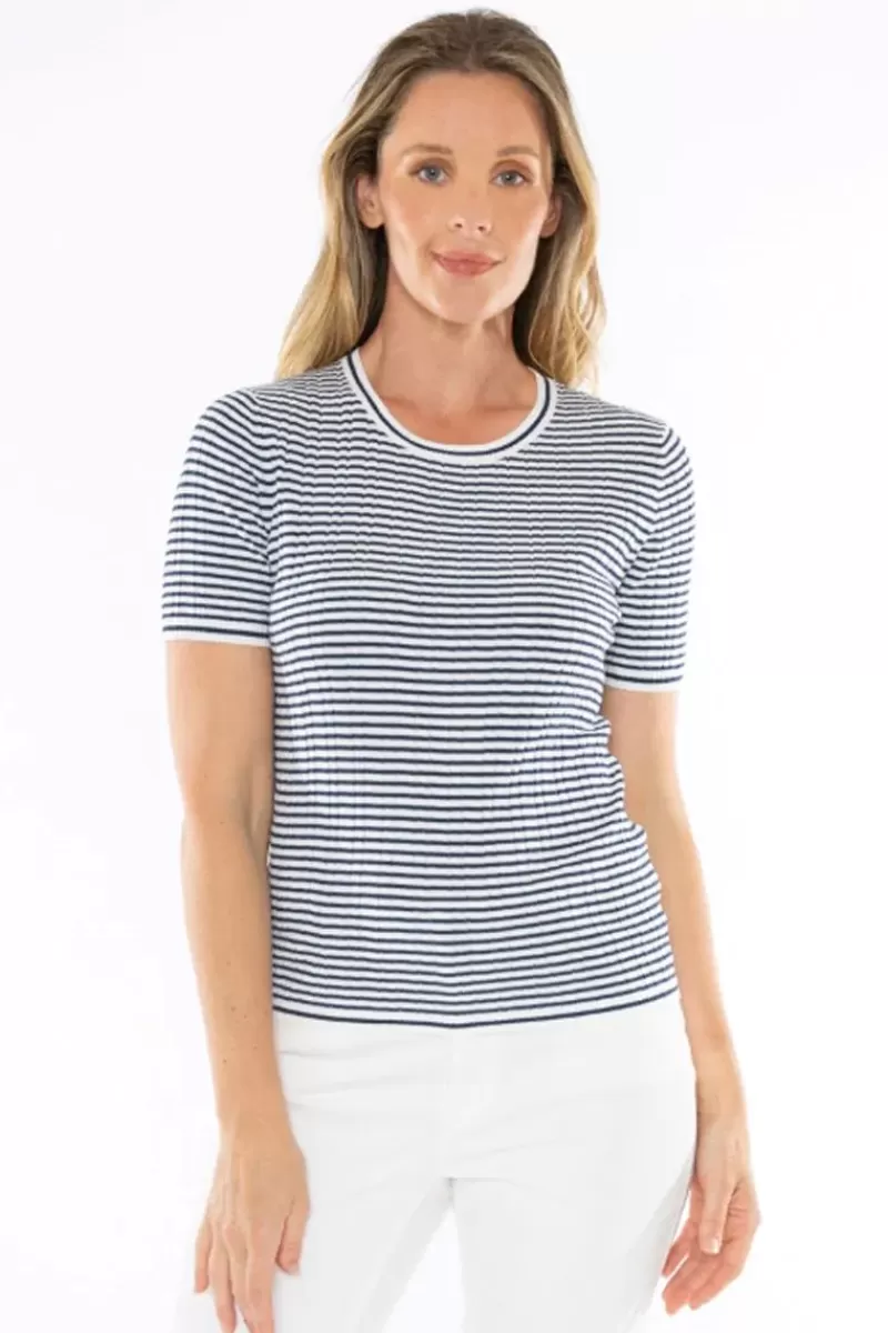 JUMP Stripe Rib Knit er In Indigo By