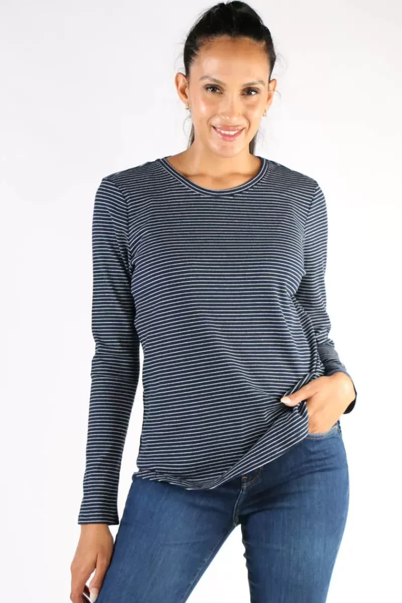 JUMP Stripe Waffle Tee In Navy By