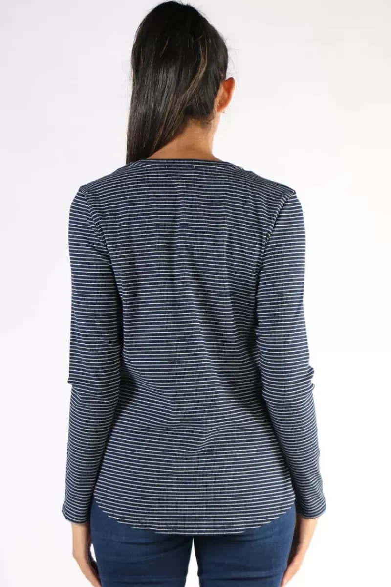 JUMP Stripe Waffle Tee In Navy By