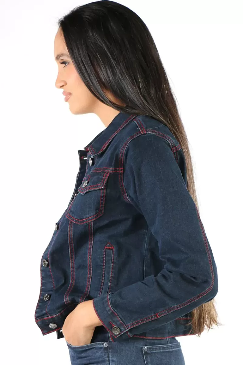 THREADZ Contrast Trucker Jacket In Denim