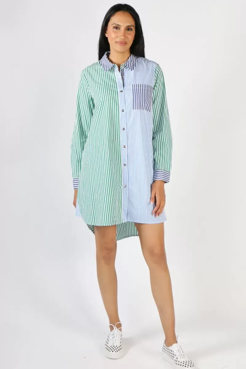 THREADZ Get Shirty Shirt Dress In Stripe