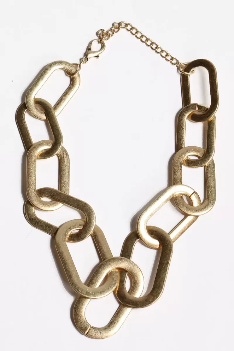 THREADZ Metallic Chain Loop Necklace In Gold