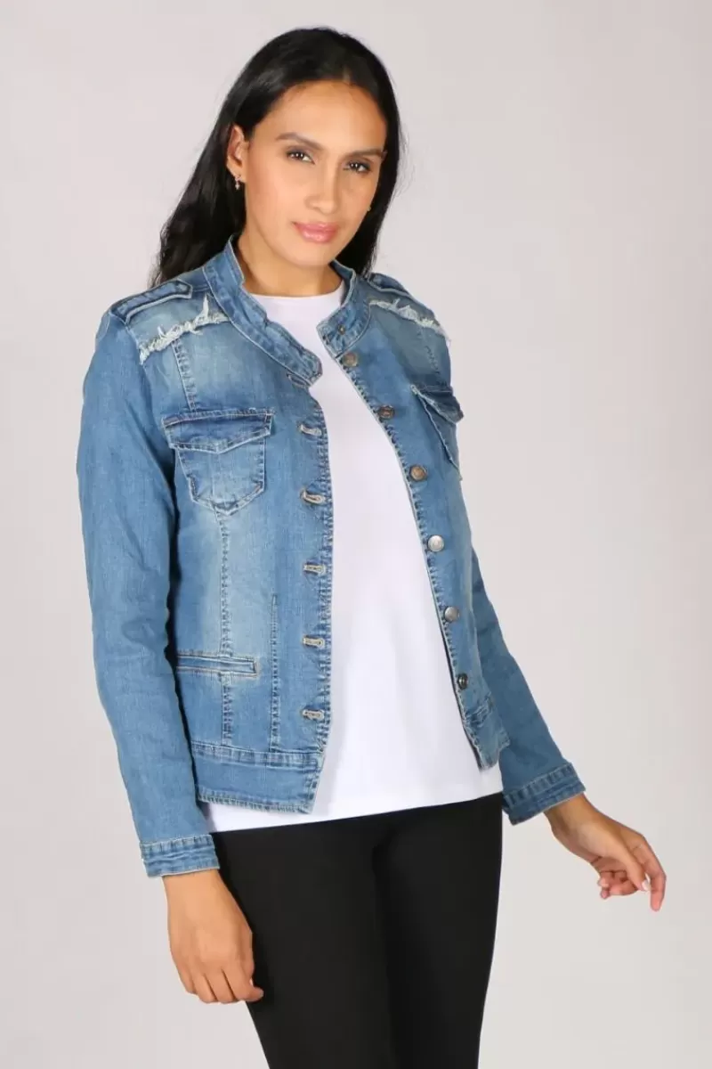 THREADZ Military Jacket In Denim