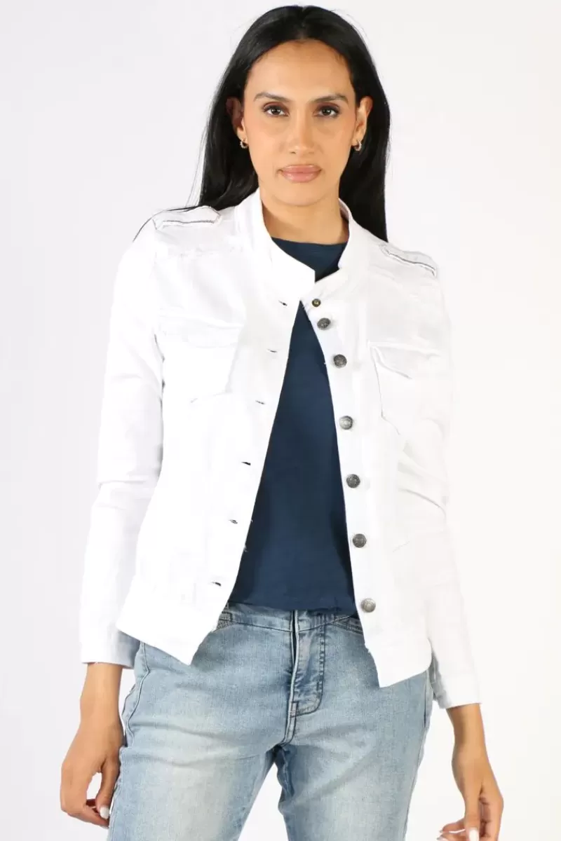 THREADZ Military Jacket In White