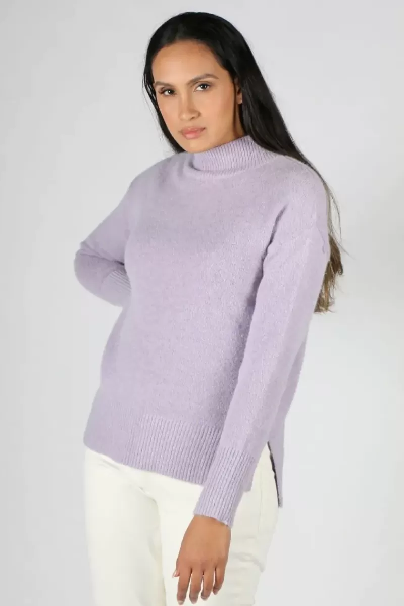 THREADZ Mock Neck Jumper In Lilac