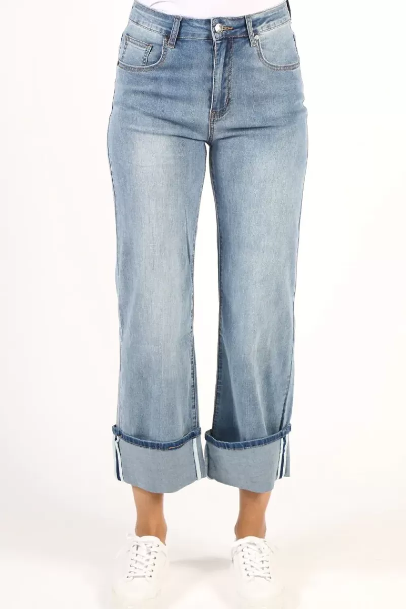 THREADZ Roll Hem Jeans In Denim