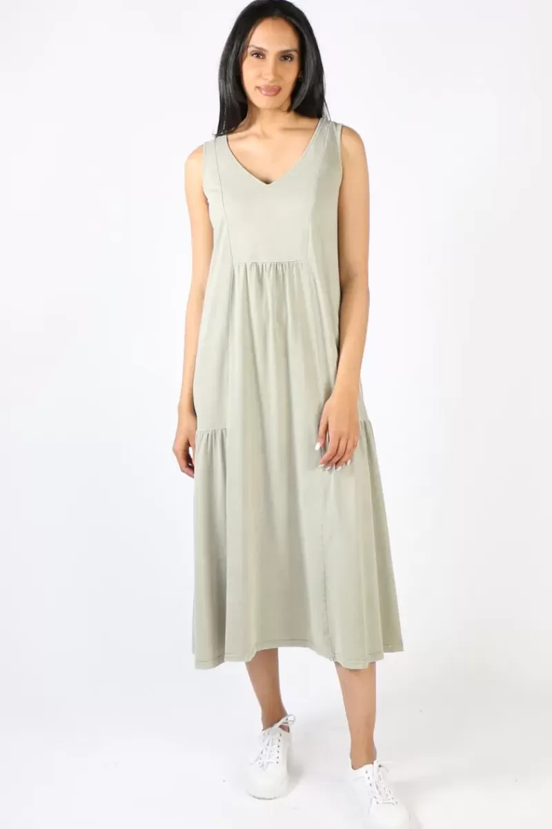 THREADZ Venue Jersey Dress In Khaki