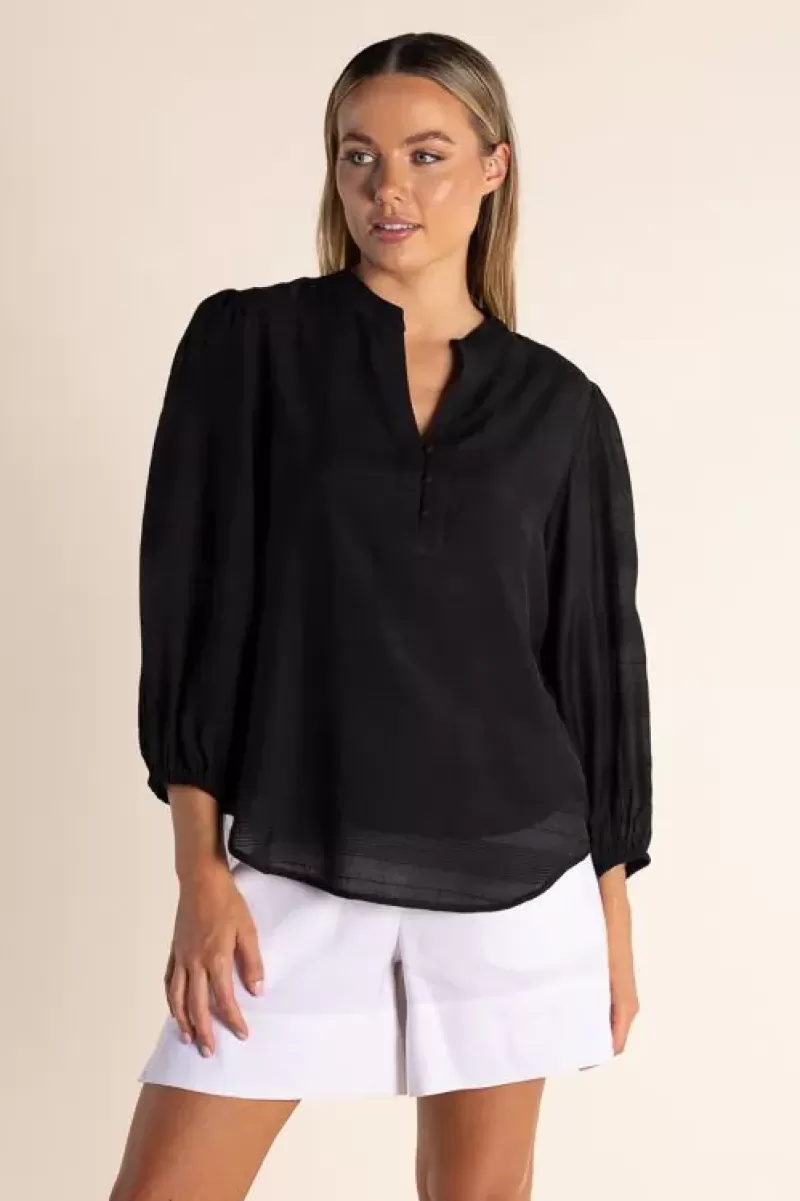 TWO TS Sheer Check Shirt In Black