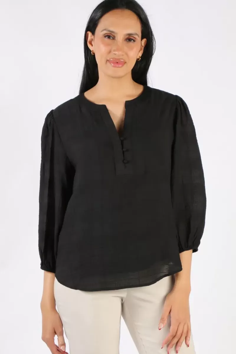 TWO TS Sheer Check Shirt In Black