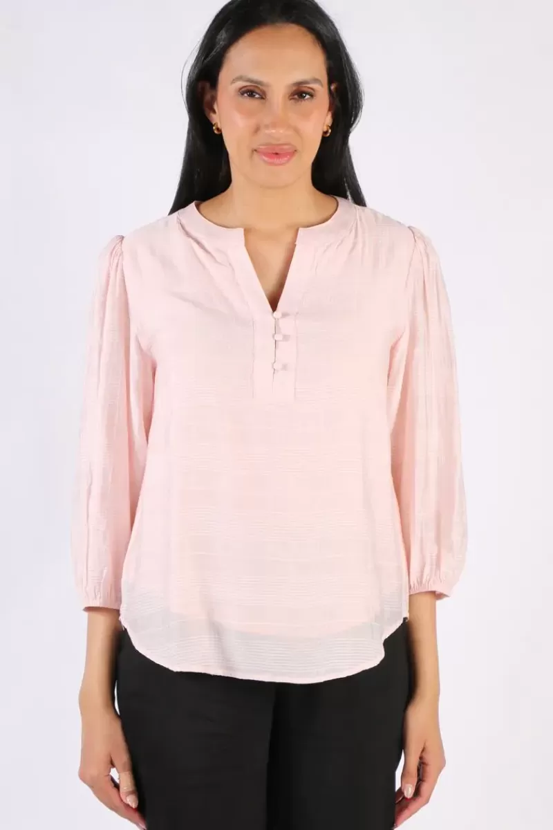 TWO TS Sheer Check Shirt In Pink