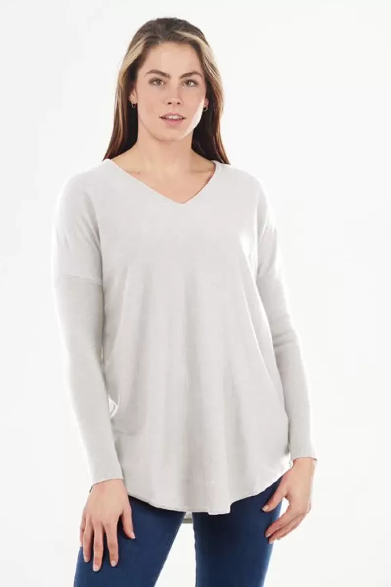 BRIDGE & LORD V Neck Jumper In Cloud By