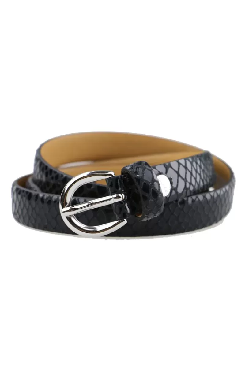 VANZETTI Skinny Animal Skin Belt In Black