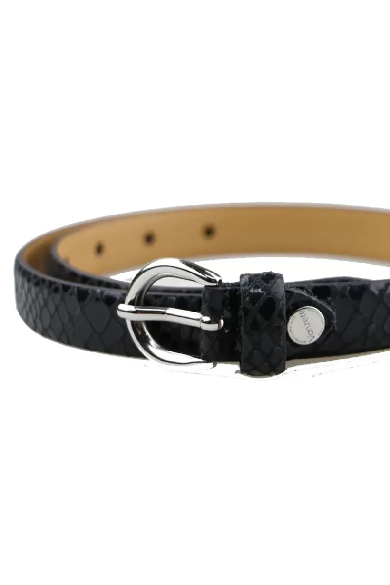 VANZETTI Skinny Animal Skin Belt In Black