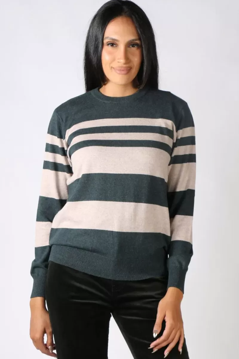 VASSALLI Striped Jumper In Forest