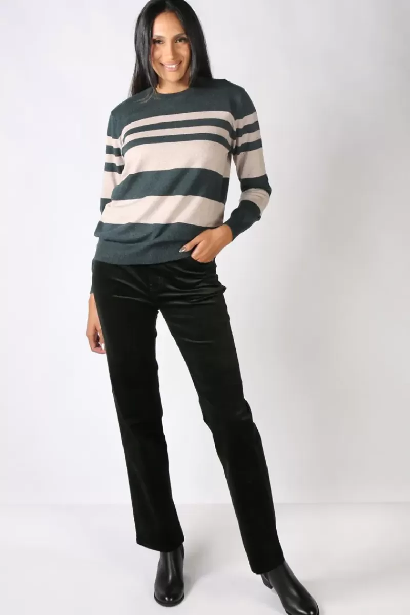 VASSALLI Striped Jumper In Forest