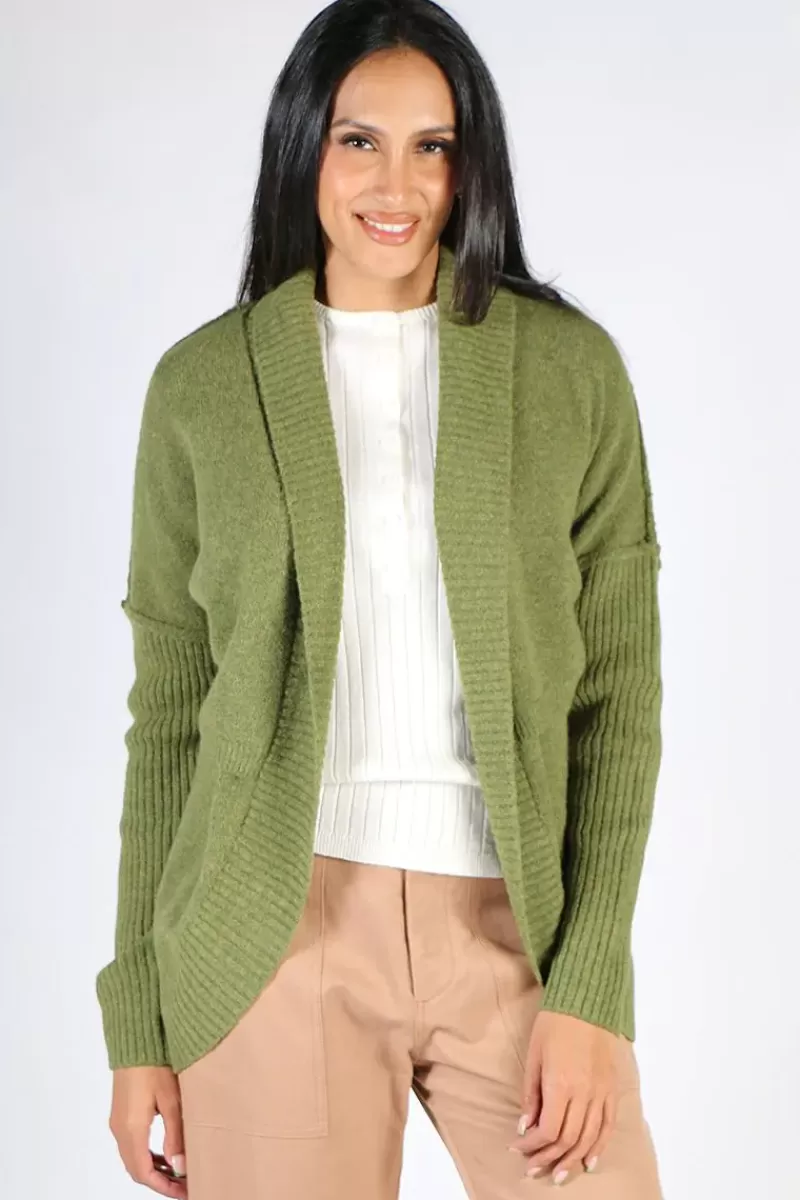 VERGE Deliver Cardigan In Pea