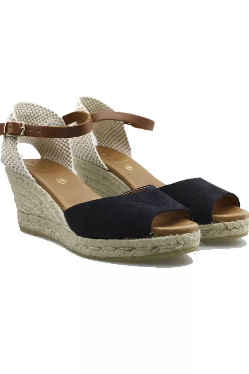 VIGUERA Esparto Jute Wedge In Black