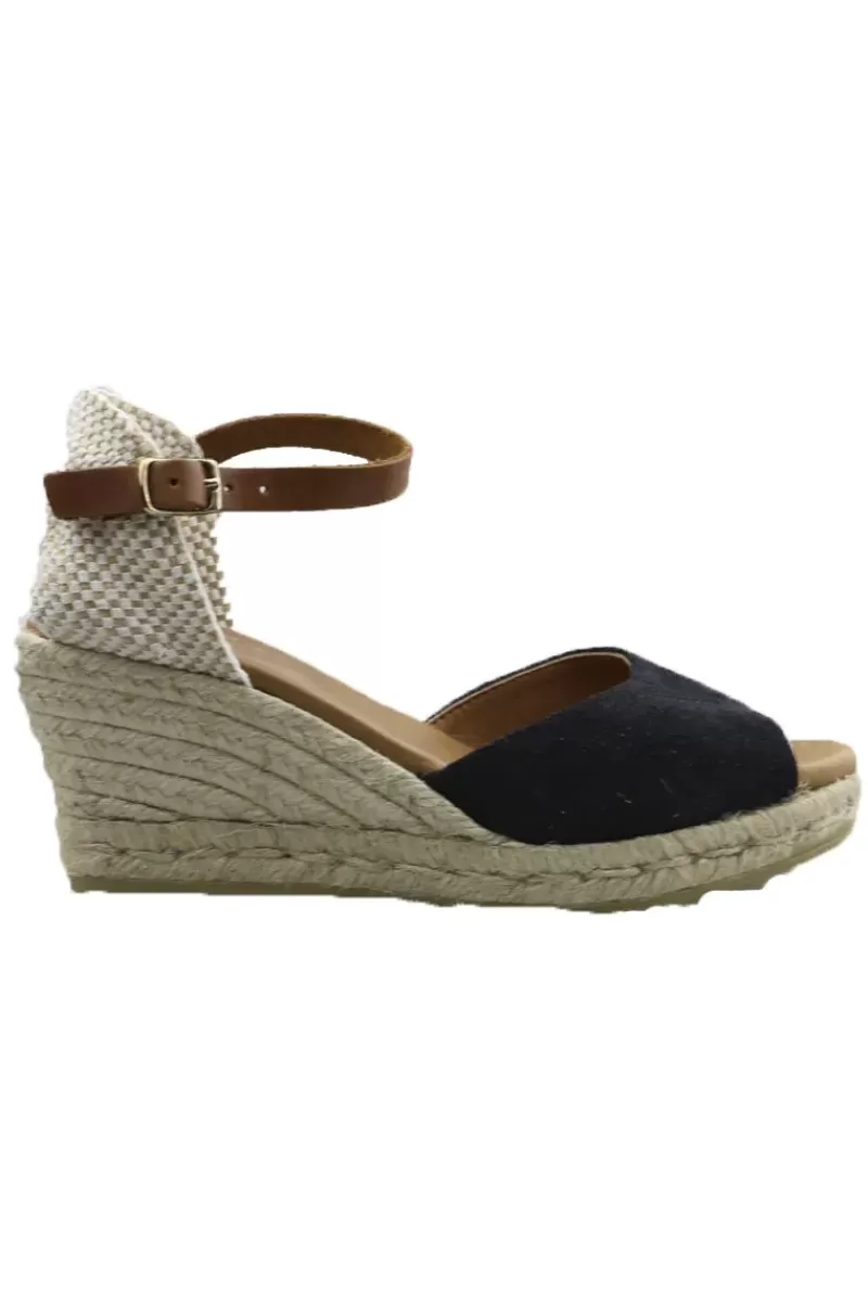 VIGUERA Esparto Jute Wedge In Black