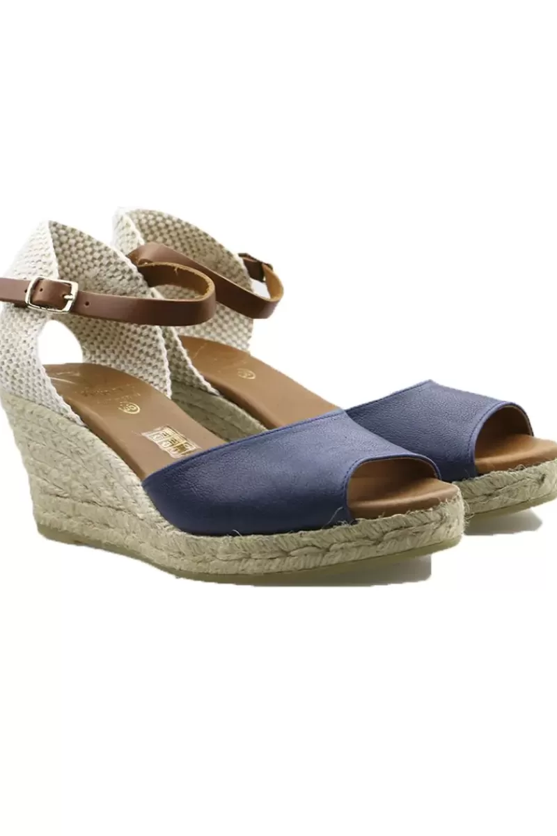 VIGUERA Esparto Jute Wedge In Navy