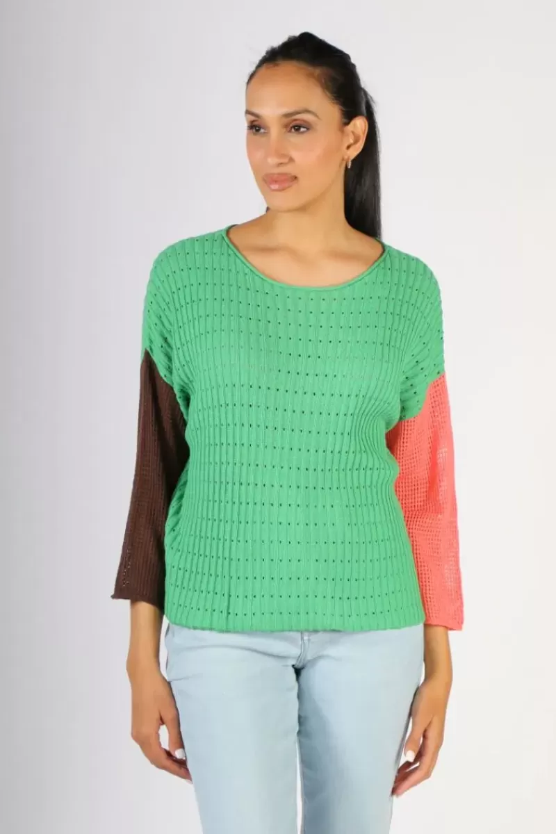 ZAKET + PLOVER Zaket & Plover Boatneck Block Jumper In Green