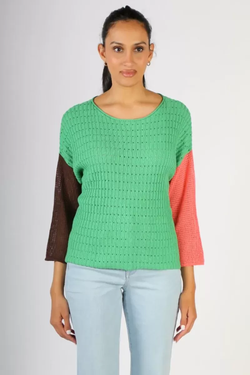 ZAKET + PLOVER Zaket & Plover Boatneck Block Jumper In Green