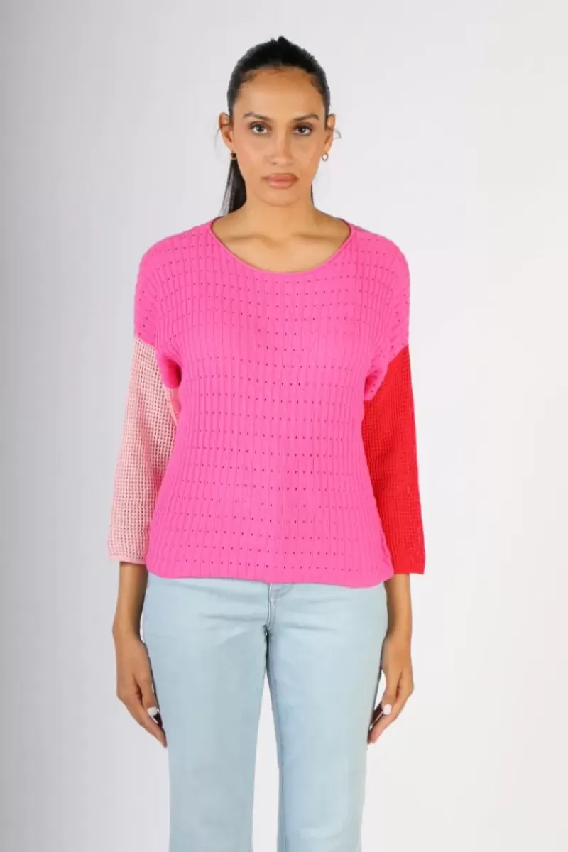 ZAKET + PLOVER Zaket & Plover Boatneck Block Jumper In Pink