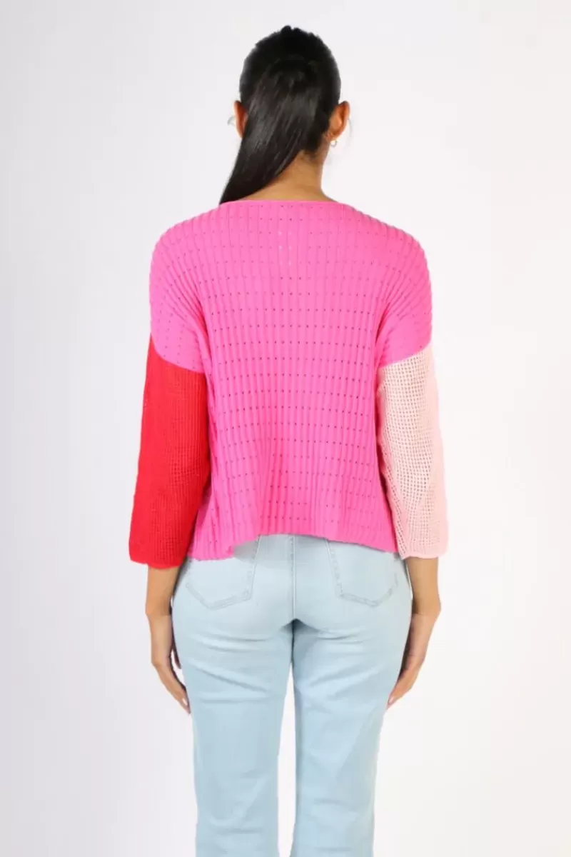 ZAKET + PLOVER Zaket & Plover Boatneck Block Jumper In Pink